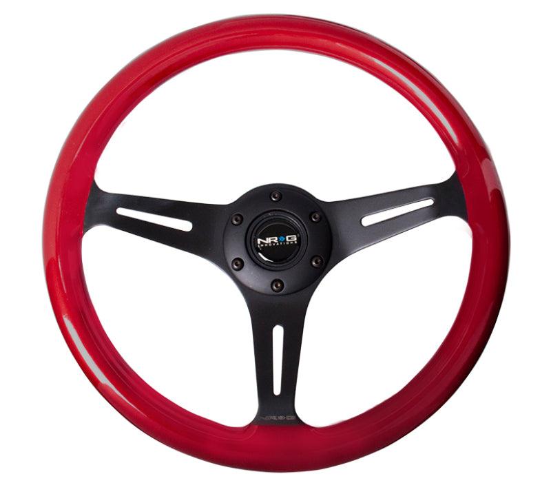 NRG Classic Wood Grain Steering Wheel (350mm) Red Pearl/Flake Paint w/Black 3-Spoke Center - Corvette Realm