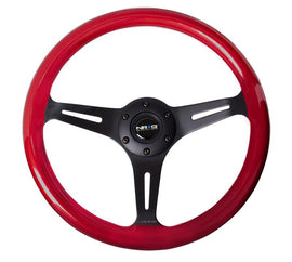 NRG Classic Wood Grain Steering Wheel (350mm) Red Pearl/Flake Paint w/Black 3-Spoke Center - Corvette Realm