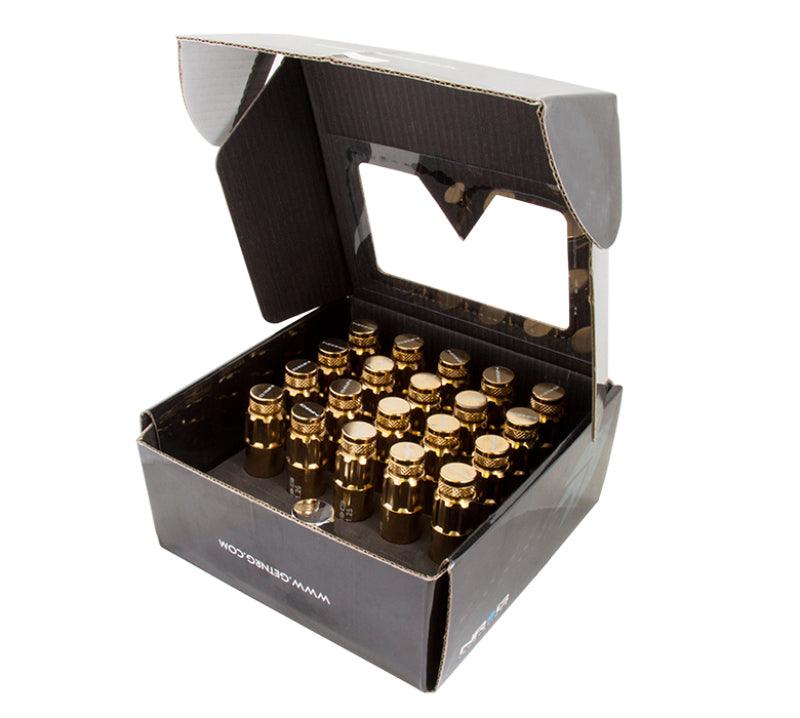 NRG 700 Series M12 X 1.5 Steel Lug Nut w/Dust Cap Cover Set 21 Pc w/Locks & Socket - Chrome Gold - Corvette Realm