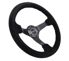 Load image into Gallery viewer, NRG Reinforced Steering Wheel (350mm / 3in. Deep) Blk Suede/Blk Bball Stitch w/5mm Matte Black Spoke - Corvette Realm