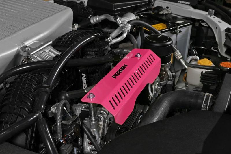 Perrin 22-23 Subaru WRX Pulley Cover (Short Version - Works w/AOS System) - Hyper Pink - Corvette Realm