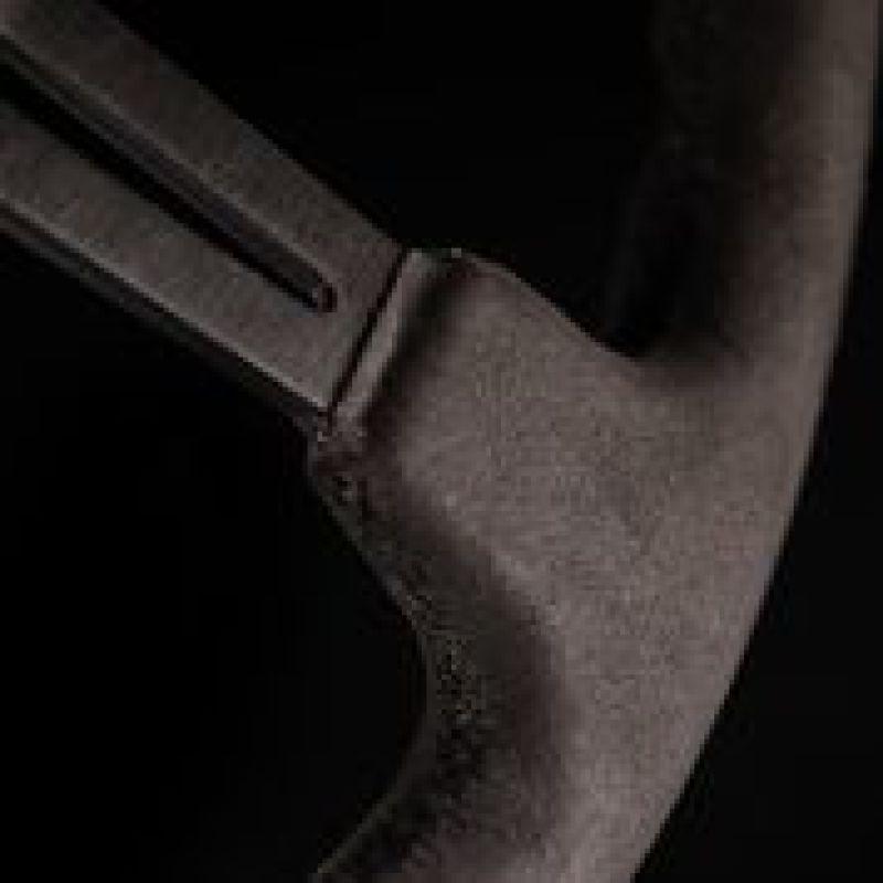 NRG Reinforced Steering Wheel (350mm / 3in. Deep) Black Leather w/ Alcantara Stitching - Corvette Realm