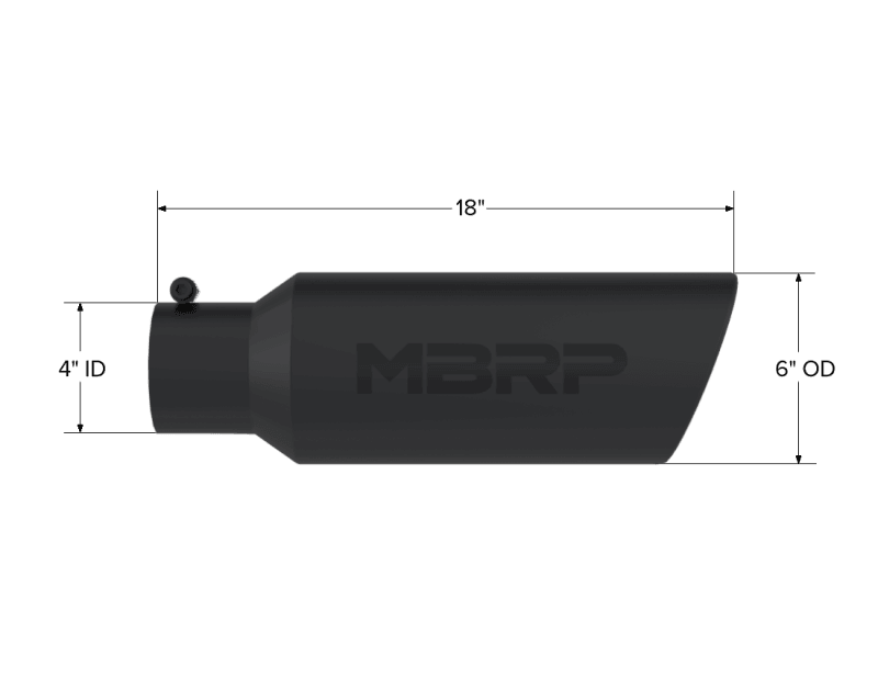 MBRP Universal Tip 6in OD Rolled End 4in Inlet 18in L Black Coated Exhaust Tip - Corvette Realm