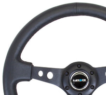 Load image into Gallery viewer, NRG Reinforced Steering Wheel (350mm / 3in. Deep) Blk Leather w/Blk Spoke &amp; Circle Cutouts - Corvette Realm