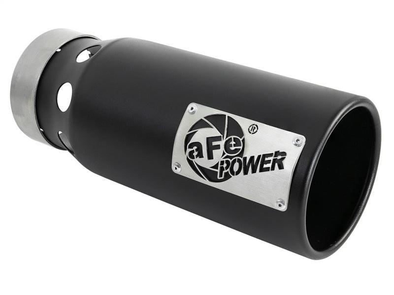 aFe SATURN 4S 4in SS Intercooled Exhaust Tip - Black 4in In x 5in Out x 12in L Bolt-On - Corvette Realm