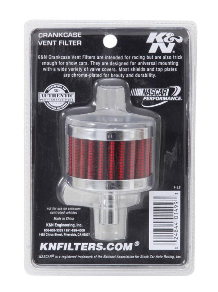 K&N Steel Base Chrome Top Crankcase Vent Filter 1/2in. Vent / 2in. OD / 1-1/2in. Height - Corvette Realm