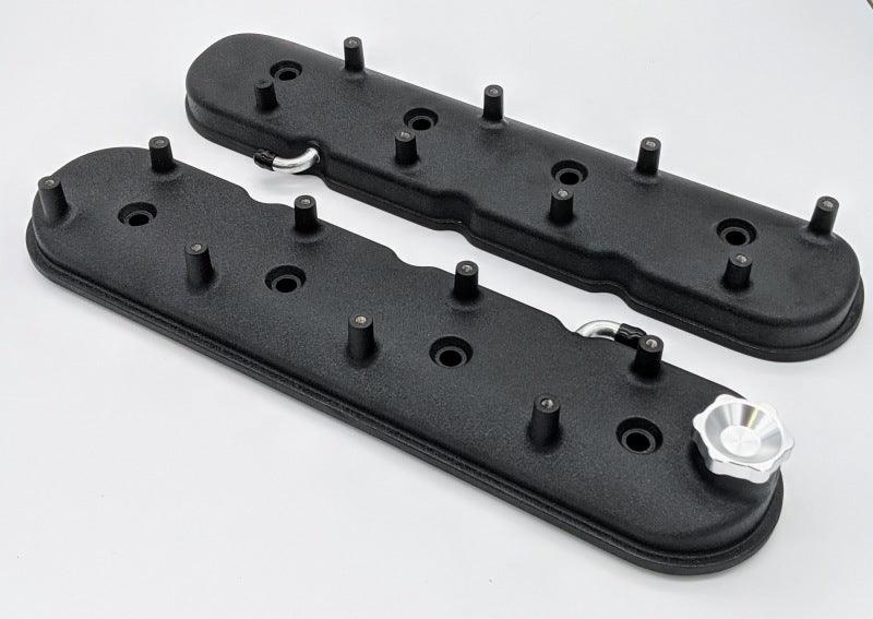 Granatelli 96-22 GM LS Standard Hieght Valve Cover w/Angled Coil Mount - Blk Wrinkle (Pair) - Corvette Realm