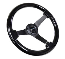 Load image into Gallery viewer, NRG Reinforced Steering Wheel (350mm / 3in. Deep) Black w/Black Chrome Solid 3-Spoke Center - Corvette Realm