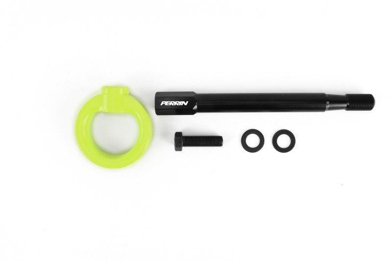 Perrin 08-14 Subaru WRX/STI Tow Hook Kit (Front) - Neon Yellow - Corvette Realm