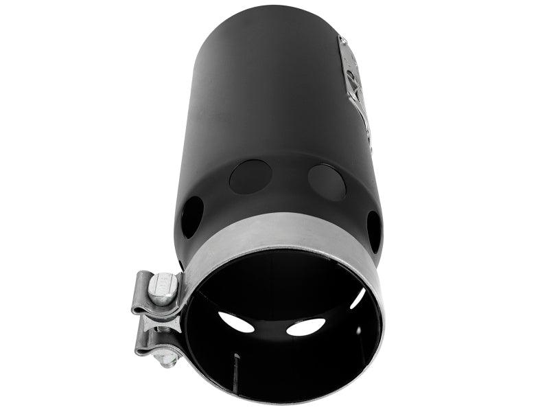 aFe SATURN 4S 4in SS Intercooled Exhaust Tip - Black 4in In x 5in Out x 12in L Bolt-On - Corvette Realm