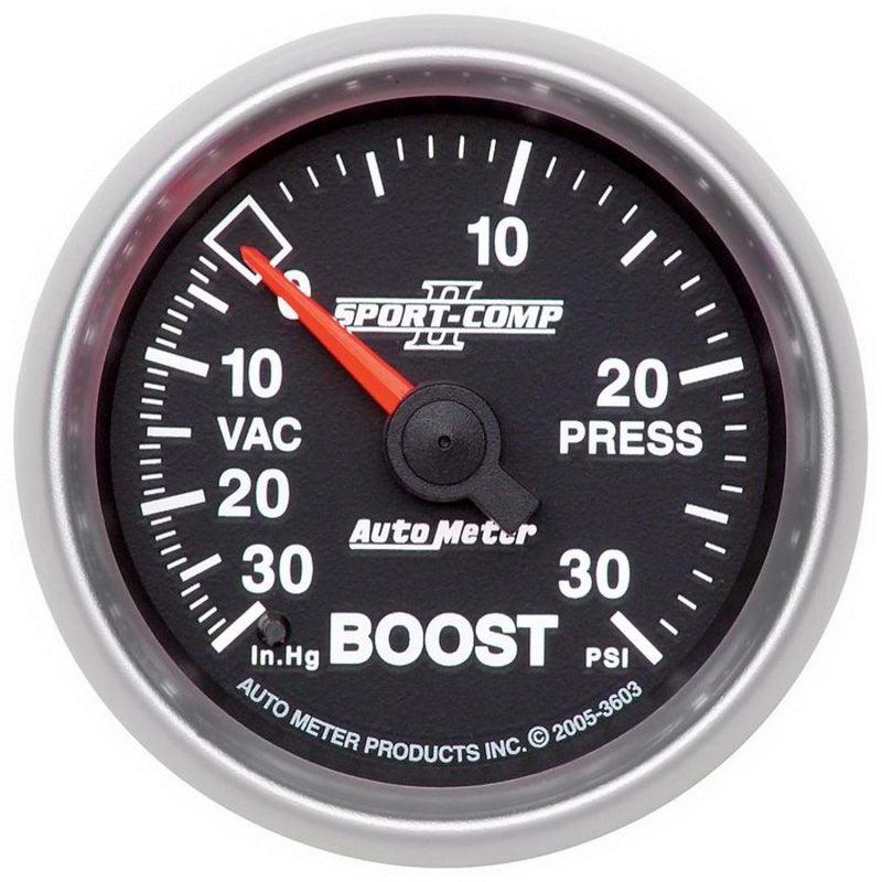 Autometer Sport-Comp II 52mm 30 PSI Mechanical Boost Vacumm Gauge - Corvette Realm