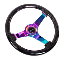 Load image into Gallery viewer, NRG Reinforced Steering Wheel (350mm / 3in. Deep) Classic Blk Sparkle w/4mm Neochrome 3-Spoke Center - Corvette Realm