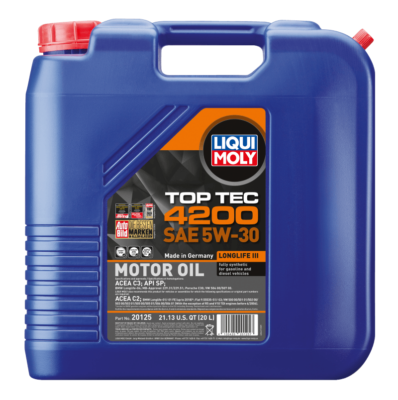 LIQUI MOLY 20L Top Tec 4200 New Generation Motor Oil SAE 5W30 - Corvette Realm