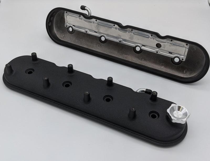 Granatelli 96-22 GM LS Standard Hieght Valve Cover w/Angled Coil Mount - Blk Wrinkle (Pair) - Corvette Realm