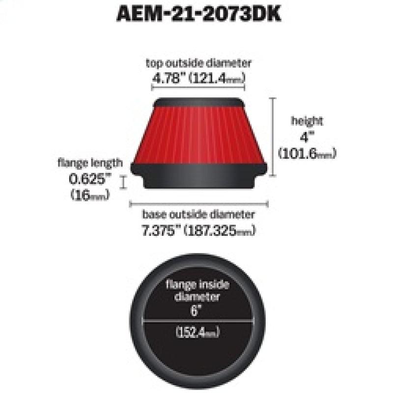 AEM 5 inch x 5 inch DryFlow Air Filter - Corvette Realm