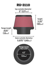 Load image into Gallery viewer, K&amp;N Universal Rubber Filter Round Tapered 4.5in Flange ID x 5.875 Base OD x 5in Top OD x 3.25in H - Corvette Realm