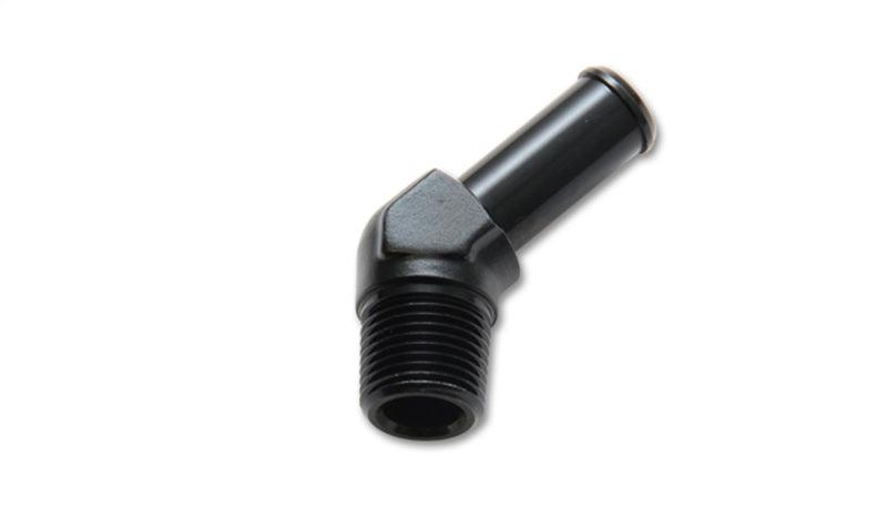 Vibrant 1/2 NPT to 5/8in Barb Straight Fitting 45 Deg Adapter - Aluminum - Corvette Realm