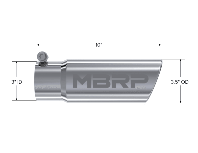 MBRP Universal Tip 3in O.D. Angled Rolled End 3 inlet 10 length - Corvette Realm