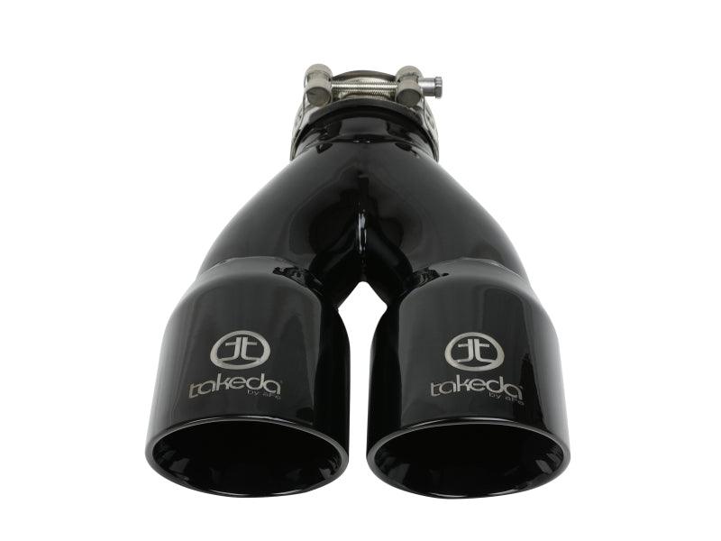 aFe Takeda 2.5in 304 Stainless Steel Clamp-on Exhaust Tip 2.5in Inlet 3in Dual Outlet - Black - Corvette Realm