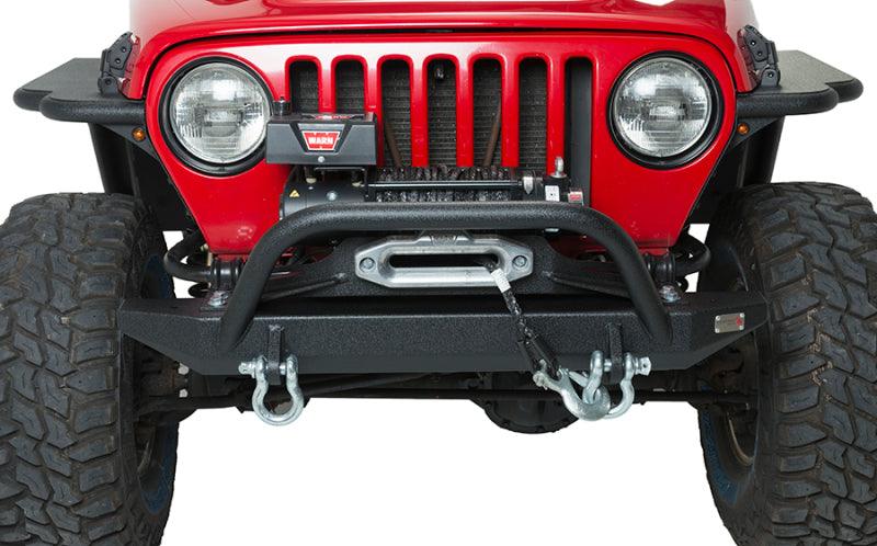 Fishbone Offroad 97-06 Jeep Wrangler TJ Rubicon Front Bumper W/Winch Guard - Blk Textured Powdercoat - Corvette Realm