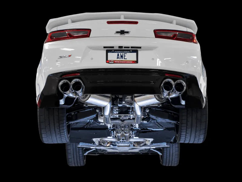 AWE Tuning 16-19 Chevy Camaro SS Res Cat-Back Exhaust -Touring Edition (Quad Chrome Silver Tips) - Corvette Realm