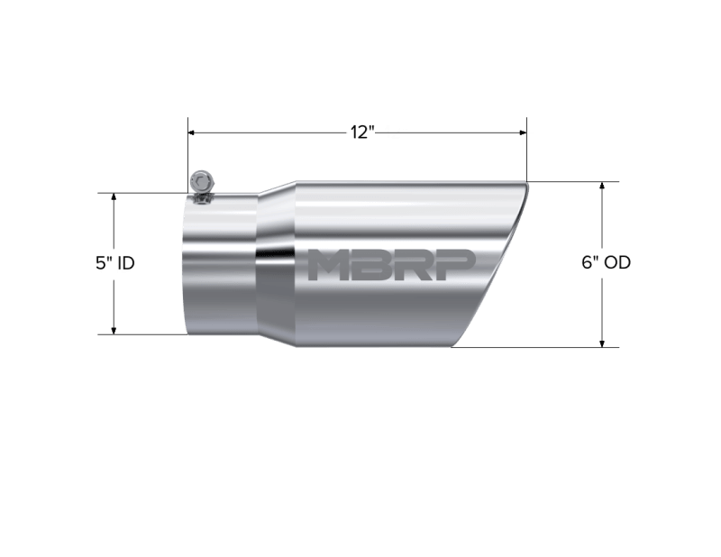 MBRP Universal Tip 6 O.D. Angled Rolled End 5 inlet 12 length - Corvette Realm