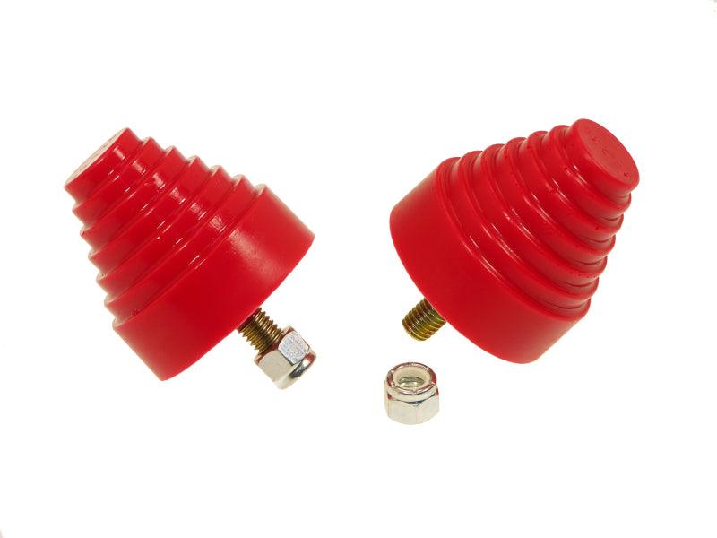 Prothane Universal Bump Stop 2-1/4X2-1/4 Cone w/Stp - Red - Corvette Realm