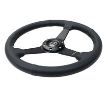 Load image into Gallery viewer, NRG Sport Steering Wheel (350mm / 1.5in Deep) Black Leather Black Stitch w/Matte Black Solid Spokes - Corvette Realm