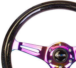 NRG Classic Wood Grain Steering Wheel (350mm) Black Sparkle/Galaxy Color w/Neochrome 3-Spoke - Corvette Realm