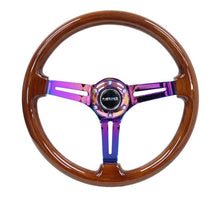 Load image into Gallery viewer, NRG Reinforced Steering Wheel (350mm / 3in. Deep) Brown Wood w/Blk Matte Spoke/Neochrome Center Mark - Corvette Realm