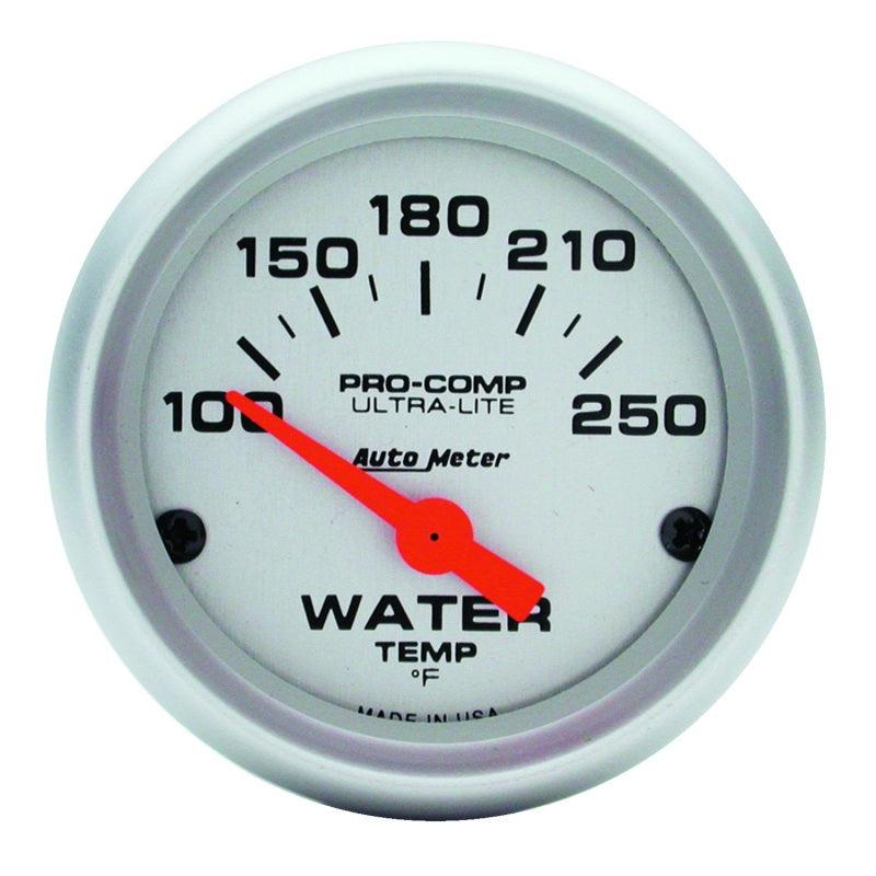 Autometer Ultra-Lite 52mm 100-250 Deg F Short Sweep ElectricWater Temp Gauge - Corvette Realm