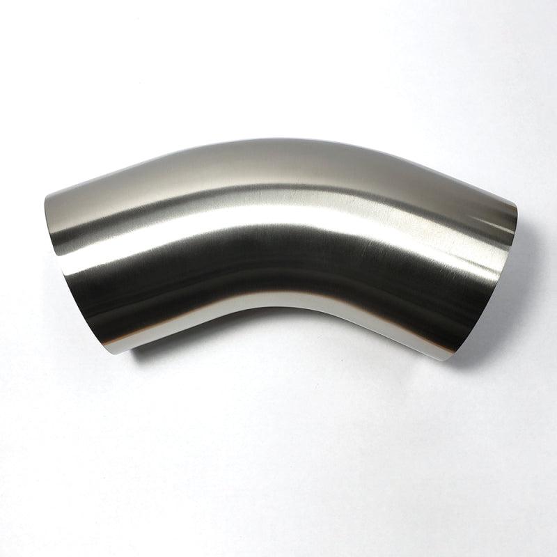 Stainless Bros 3.5in 304 SS 45 Degree Bend Elbow - 1D / 3.5in CLR - 16GA /.065in Wall - Leg - Corvette Realm