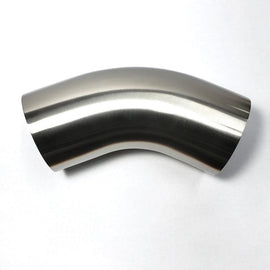 Stainless Bros 3.5in 304 SS 45 Degree Bend Elbow - 1D / 3.5in CLR - 16GA /.065in Wall - Leg - Corvette Realm