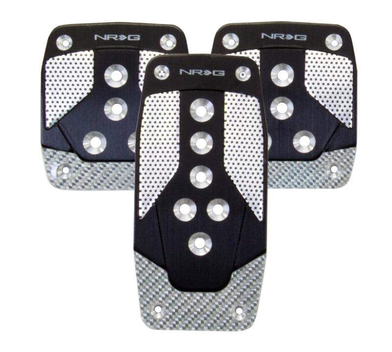 NRG Aluminum Sport Pedal M/T - Black w/Silver Carbon - Corvette Realm