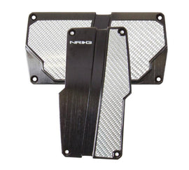 NRG Brushed Aluminum Sport Pedal A/T - Black w/Silver Carbon - Corvette Realm