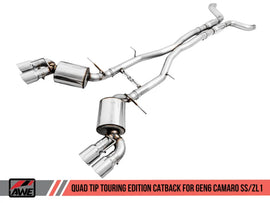AWE Tuning 16-19 Chevy Camaro SS Res Cat-Back Exhaust -Touring Edition (Quad Chrome Silver Tips) - Corvette Realm
