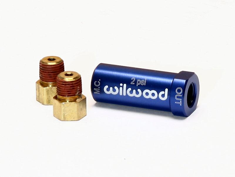 Wilwood Residual Pressure Valve - New Style w/ Fittings - 2# / Blue - Corvette Realm