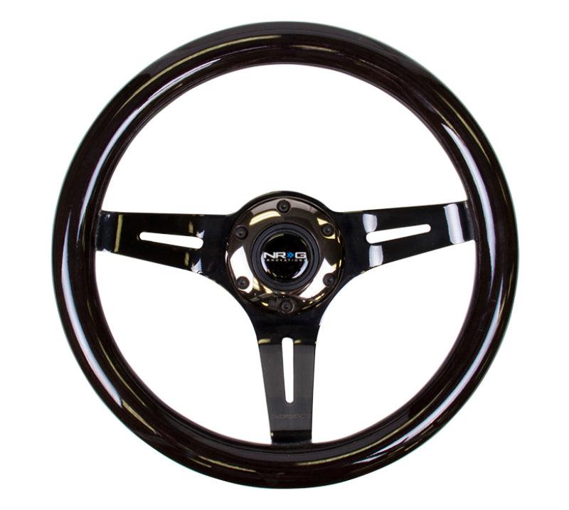 NRG Classic Wood Grain Steering Wheel (310mm) Black w/Black Chrome 3-Spoke Center - Corvette Realm