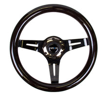 Load image into Gallery viewer, NRG Classic Wood Grain Steering Wheel (310mm) Black w/Black Chrome 3-Spoke Center - Corvette Realm