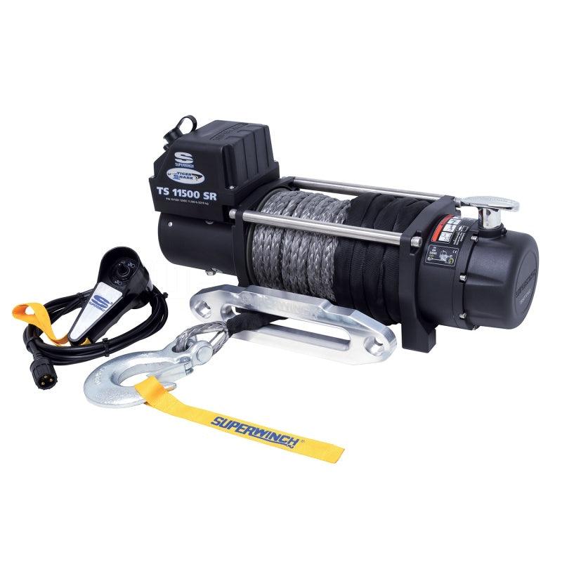 Superwinch 11500 LBS 12V DC 3/8in x 80ft Synthetic Rope Tiger Shark 11500 Winch - Corvette Realm