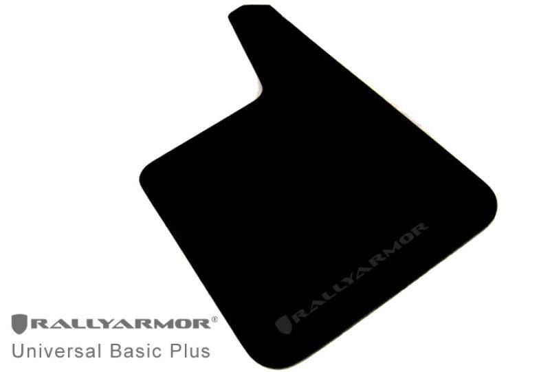 Rally Armor Universal Fit (No Hardware) Basic Plus Black Mud Flap w/ Black Logo - Corvette Realm