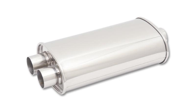 Vibrant StreetPower Oval Muffler 5in x 9in x 15in - 3in inlet/Dual Outlet (Center In - Dual Out) - Corvette Realm