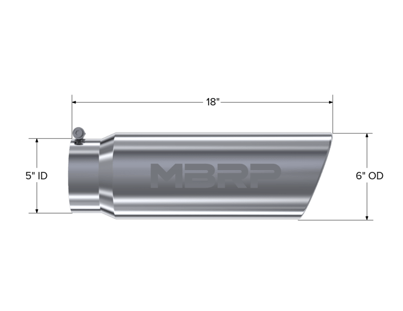 MBRP Universal Tip 6in OD Angled Rolled End 5in Inlet 18in Lgth T304 Exhaust - Corvette Realm