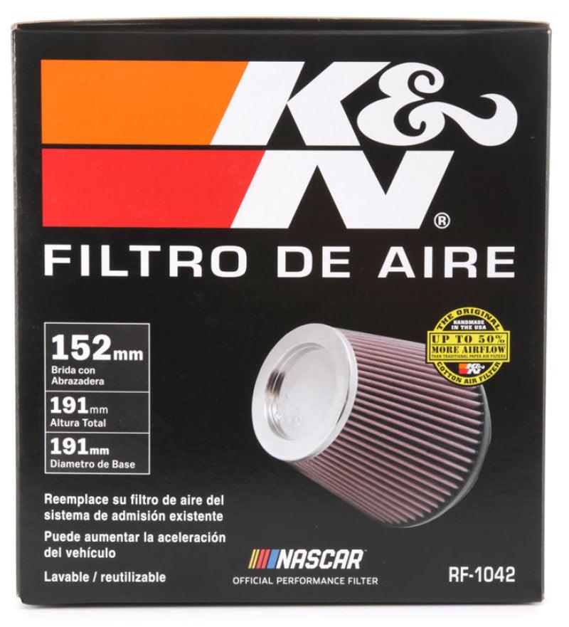 K&N Round Tapered Universal Air Filter 6in Flange ID x 7.5in Base OD x 5in Top OD x 6.5in Height - Corvette Realm