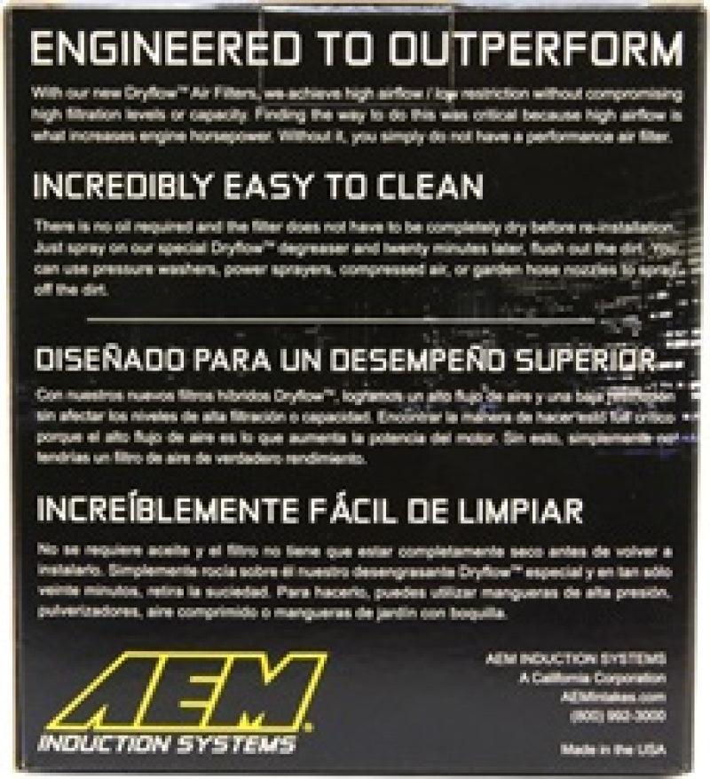 AEM DryFlow Air Filter AIR FILTER KIT 2.75in X 5in DRYFLOW- W/HOLE - Corvette Realm