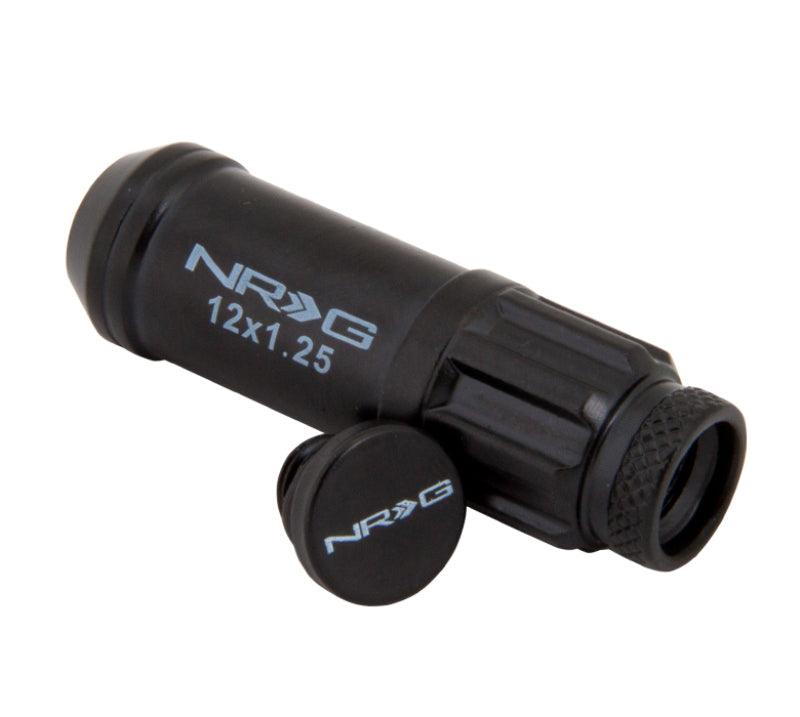 NRG 700 Series M12 X 1.25 Steel Lug Nut w/Dust Cap Cover Set 21 Pc w/Locks & Lock Socket - Black - Corvette Realm