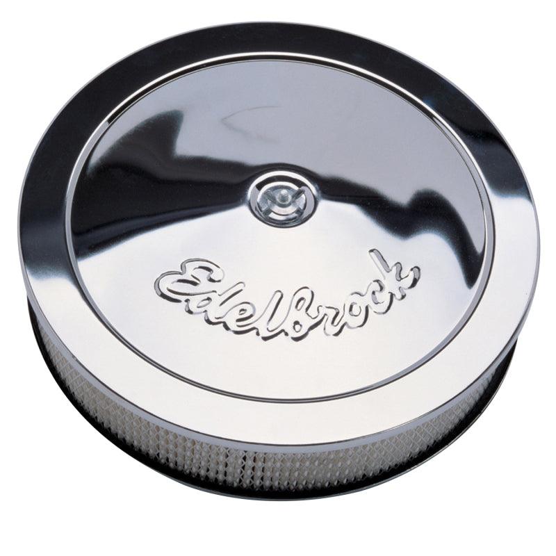 Edelbrock Air Cleaner Pro-Flo Series Round Steel Top Paper Element 14In Dia X 3 313In Chrome - Corvette Realm
