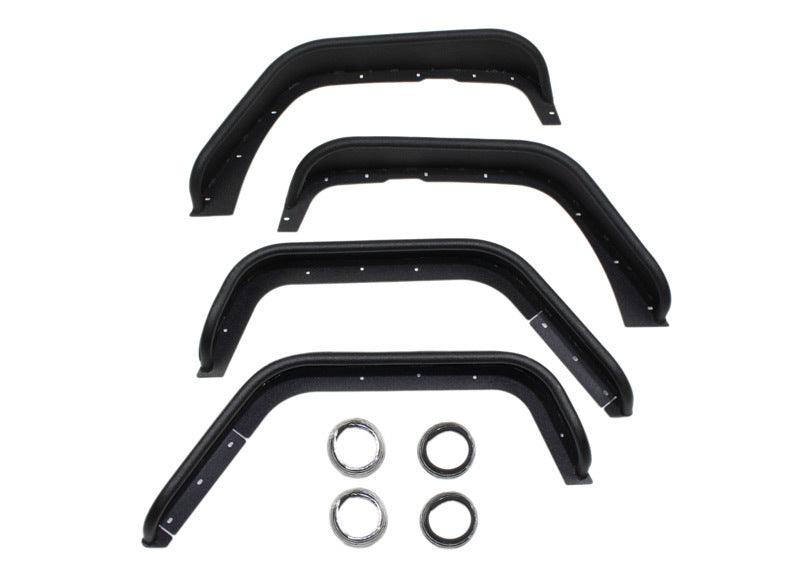 Fishbone Offroad 07-18 Jeep Wrangler Front/Rear Tube Fenders - Aluminum Blk Txtrd Pwdrcoat(Set Of 4) - Corvette Realm