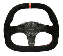 Load image into Gallery viewer, NRG Carbon Fiber Steering Wheel (320mm) Flat Btm. Blk Suede/Red Stitch w/CF Spokes &amp; Red Center Mark - Corvette Realm