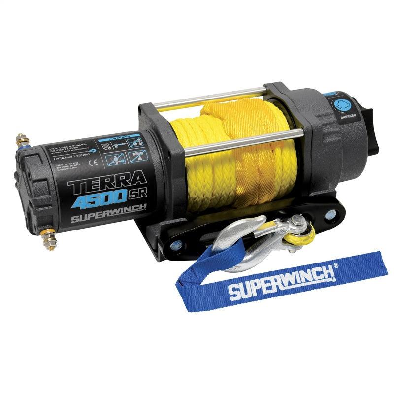 Superwinch 4500 LBS 12V DC 1/4in x 50ft Synthetic Rope Terra 4500SR Winch - Gray Wrinkle - Corvette Realm